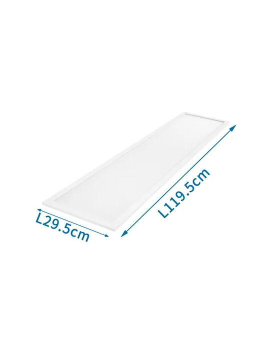Aigostar Rectangular Recessed LED Panel 40W with Cool White Light 6500K 120x30cm
