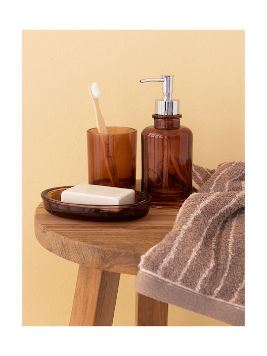 Palamaiki Glass Bathroom Accessory Set Brown 4pcs