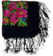 Afoi Giannakopouloi Thrace Women's Black Scarf with Tassels Traditional Costume Accessory