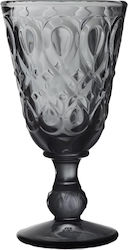 Γυάλινο ποτήρι κρασιού με πόδι 230ml περίτεχνο σκαλιστό σε γκρι χρώμα σειρά Lyonnais Φ8,5x16,5εκ. LA ROCHERE σε συσκευασία 6 τεμαχίων