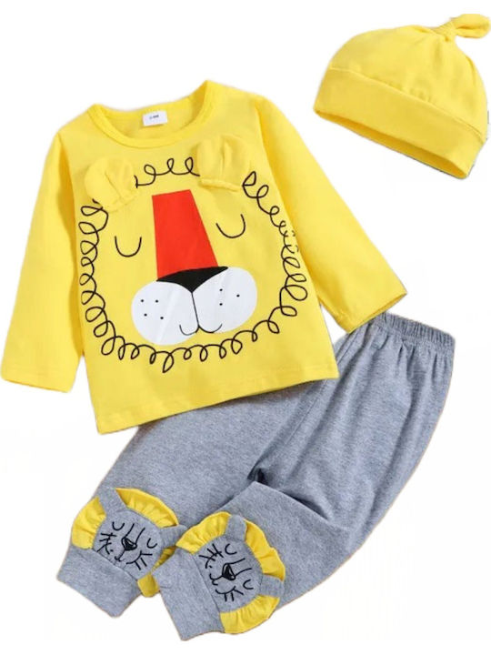 Kids Sweatpants Set Yellow 3pcs