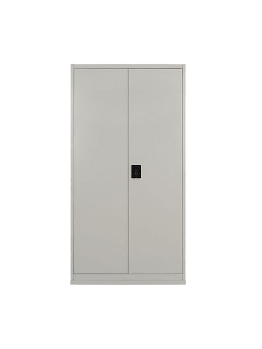 Metallic Galvanized Two-Door Wardrobe with 4 Shelves 90x40x180cm