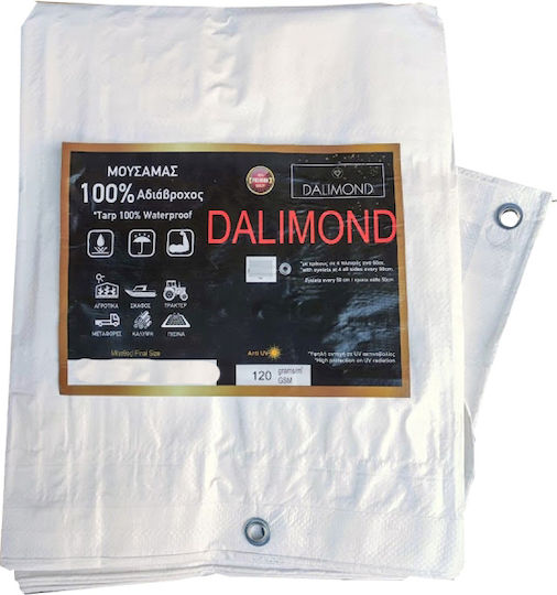 Dalimond Plw120 Αδιάβροχος Μουσαμάς 120gr/m² 10x8μ. Ελαφρού Τύπου Λευκός
