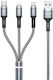 WK Series Braided Cablu USB la Lightning / Type-C / micro USB cu mai multe porturi 2.4A Gri 1.2m (WK-WDC-119_SILVER)