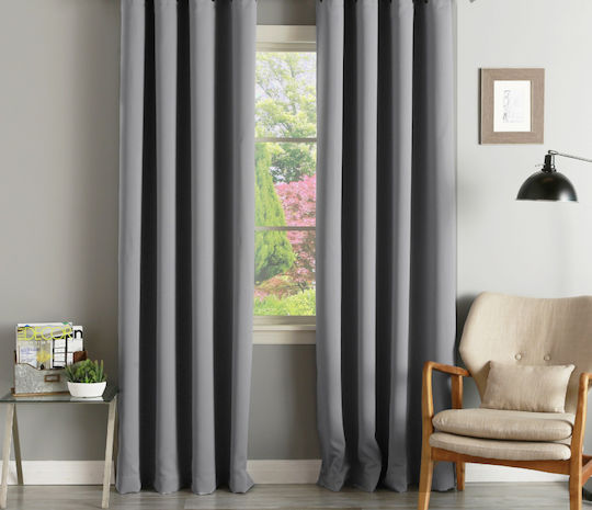 Saray Home Vorhang mit Bleistiftfalten Grau 140x280cm
