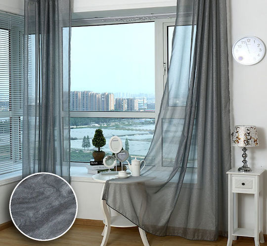 Saray Home Κουρτίνα Παραθύρου με Τρέσα Γκρι 280x140εκ.