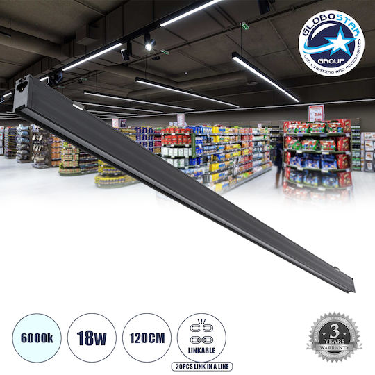 GloboStar LED Lumina liniară Lumină Plafon 18W Alb rece IP20 L120xL2xÎ4cm