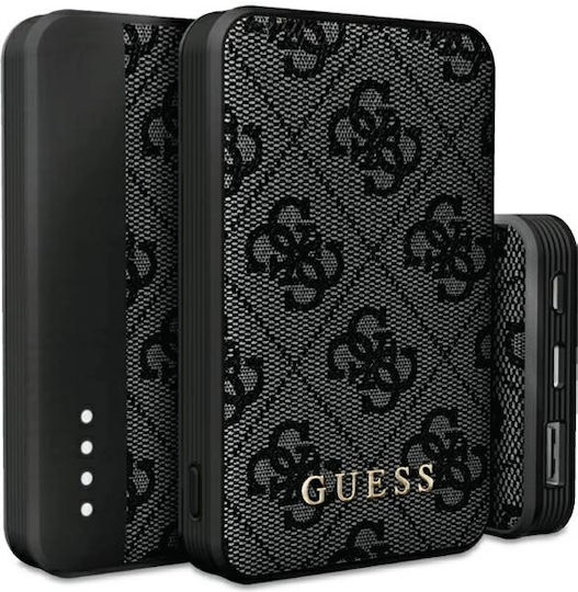 Guess Metal Logo MagSafe Power Bank 10000mAh 18W mit USB-A Ausgangsanschlüsse und USB-C Ausgangsanschlüsse Schnellladung Schwarz