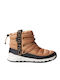 Synthetic Leather Snow Boots with Laces & Fur Thermoball Beige