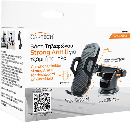 Cartech Suport Auto pentru Telefon cu cârlige reglabile Neagră