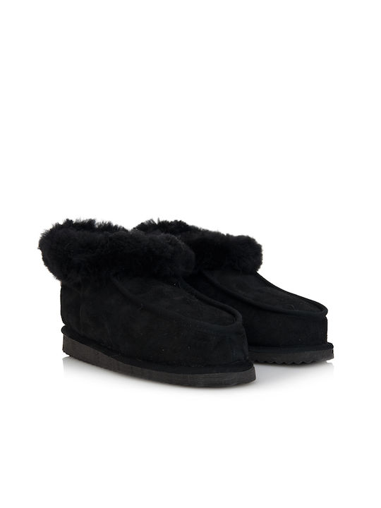 MRDline Women's Slippers with Fur Black