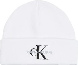 Calvin Klein Beanie Unisex Σκούφος Πλεκτός σε Λευκό χρώμα