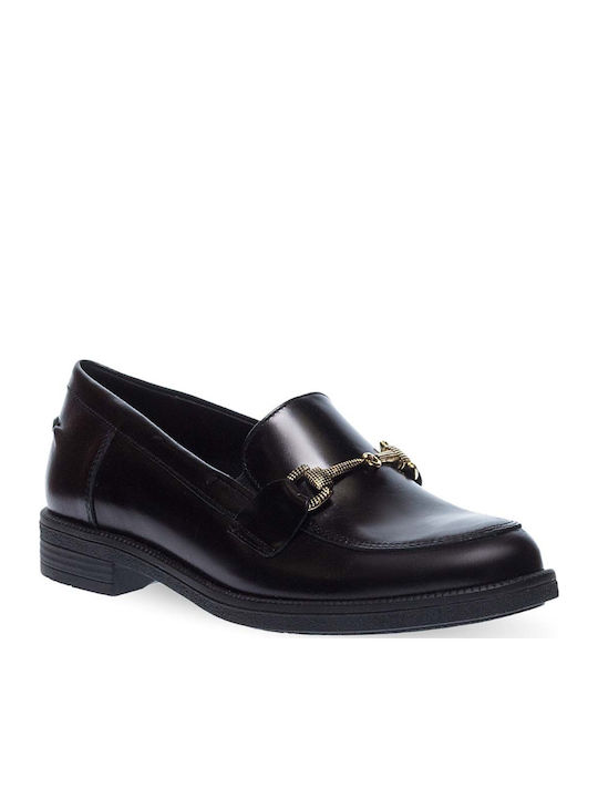Leather Women's Moccasins in Black Color