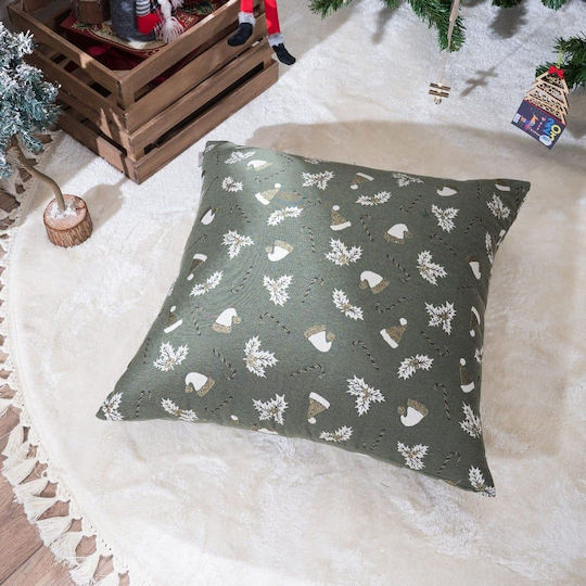 Teoran Weihnachtsdekorativer Kissenbezug Quadratisch Grün 65x65cm