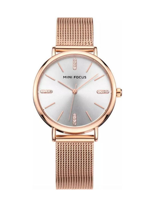Mini Focus Damen Uhr mit Rose Gold Metallarmband