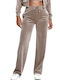 High Waist Velvet Brown Sweatpants