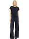 Damen Stoff Hose mit Gummizug Marineblau