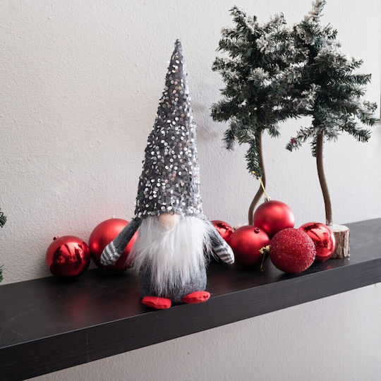 Teoran Iluminată De Crăciun Figurină Elf Gri Lungime 8cm.