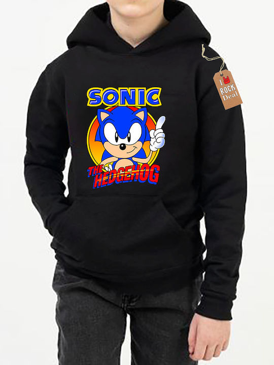 Παιδικό Φούτερ με Κουκούλα Μαύρο Sonic
