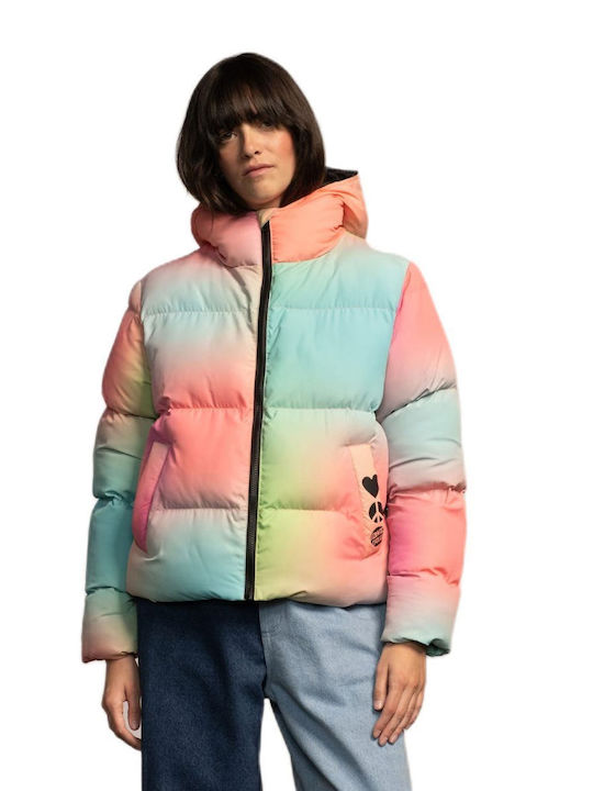 Santa Cruz Kurz Damen Puffer Jacke für Winter Mehrfarbig