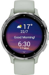 Garmin Venu 3S 41mm Silver Stainless Steel Bezel with Sage Gray Case and Silicone Band
