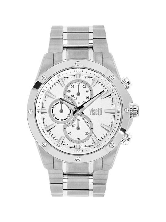 Visetti Watch Chronograph Battery with Silver Metal Bracelet