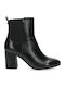 Leather Women's Chelsea Boots with Medium Heel Black