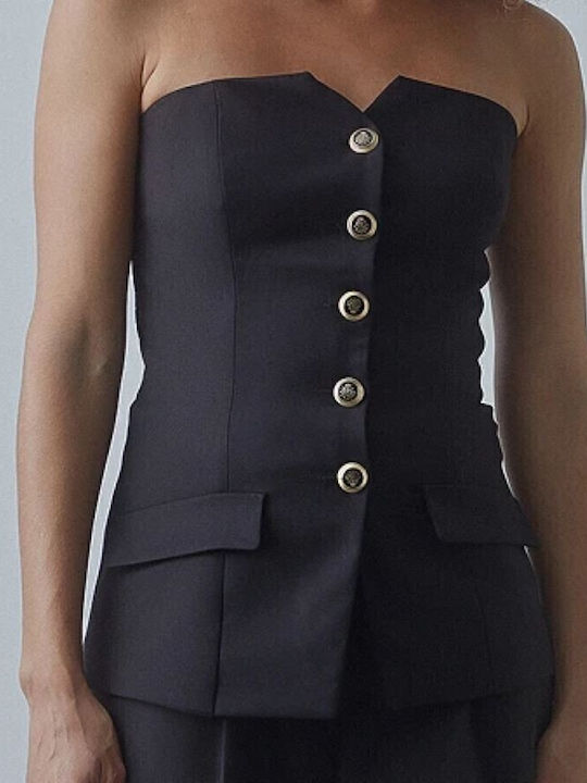 Women's Blouse Corset Strapless Black
