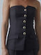 Women's Blouse Corset Strapless Black