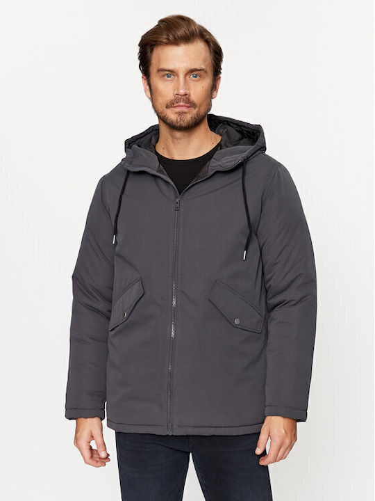 Jack & Jones Χειμωνιάτικο Μπουφάν Παρκά Γκρι