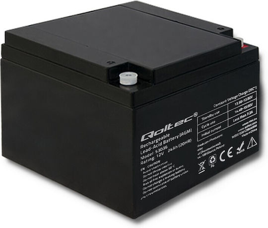 Qoltec Батерия UPS с Капацитет 24Ах и Напрежение 12V 53036 1бр