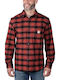 Long-sleeved Flannel Shirt in Wide Line Checked Red