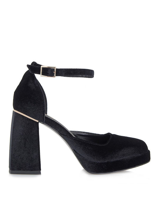 Exe Black Heels with Strap