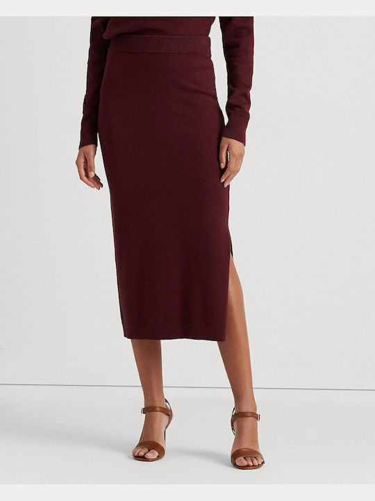 Ralph Lauren Bleistift Hochtailliert Midi Rock Burgundisch