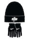 Beanie Kids Beanie Set with Gloves Knitted Black