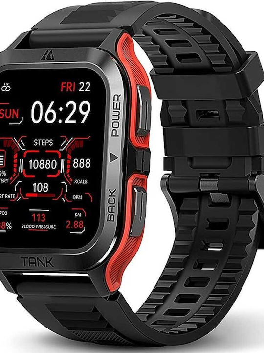 Kospet Tank M2 Aluminium Smartwatch με Παλμογράφο (Κόκκινο)