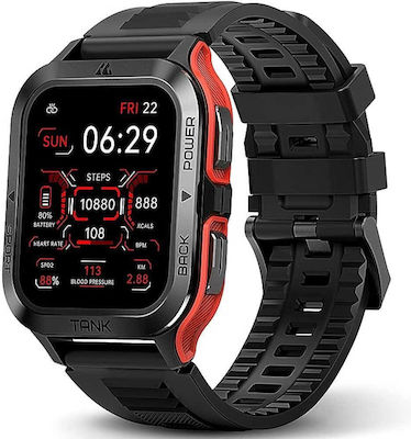 Kospet Tank M2 Aluminium Smartwatch with Heart Rate Monitor (Red)