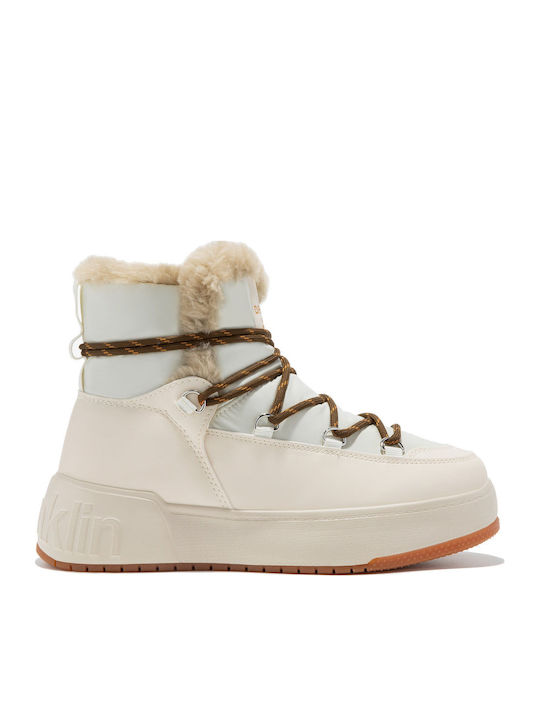 Women's Ankle Boots with Fur Beige