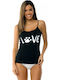 Women's T-Shirt with Spaghetti Strap Black