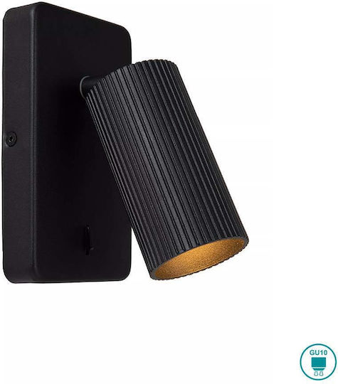 Lucide Lightning Modern Lamp Wall with Socket GU10 and Switch Black