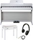 Klavier Electric Etapa Pian A03KLBUA03 Set cu 88 Ponderat Clape și Conectare la Căști Alb