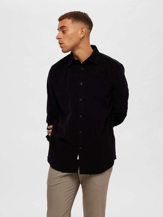 Selected Men's Shirt Long-sleeved Corduroy Black