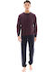Pink Label Men's Winter Checked Pajamas Set Burgundy