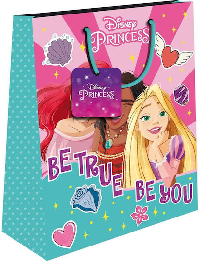 The Littlies Χάρτινη Τσάντα για Δώρο με Θέμα "Disney Princess" Ροζ 33x10x45εκ.