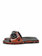 Leder Flache Sandalen für Damen in Rot Farbe