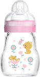 Mam Glass Bottle Feel Good Anti-Colic with Silicone Nipple for 0+, 0+ m, months Pink Kitty 170ml 1pcs