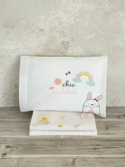 Nima Chic Rabbit Seturi de cearșafuri pentru bebeluși Pentru Cradle Bumbac Roz 70x110buc 2buc