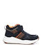 Leather Kids Boots with Zipper Blue