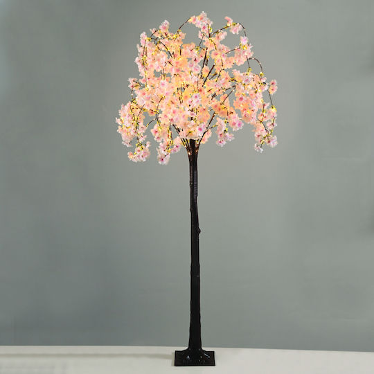 Christmas Decorative Illuminated Cherry Plastic Tree Natural Appearance IP44 Burgundy Cherry Blossom Tree