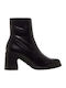Leather Women's Ankle Boots with High Heel Black